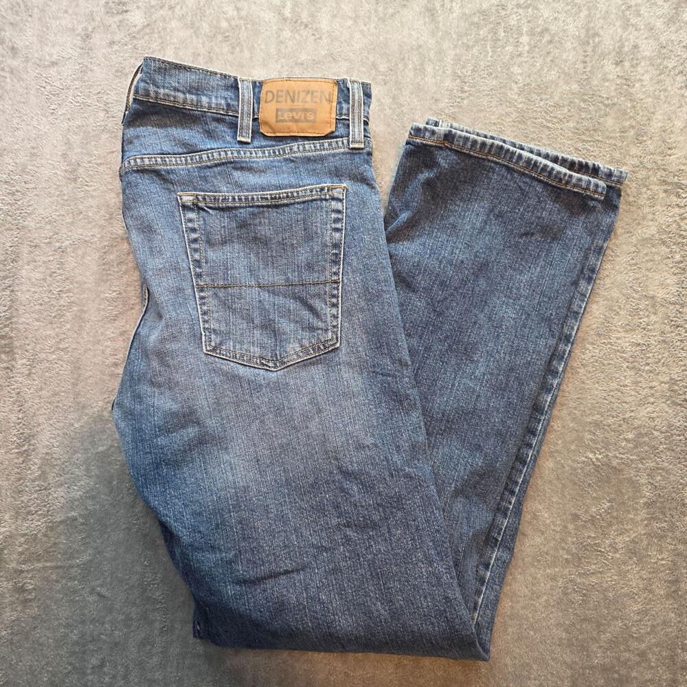 DENIZEN From Levi's 218 Straight Jeans Mens 38x34 Blue Medium Wash Denim Stretch